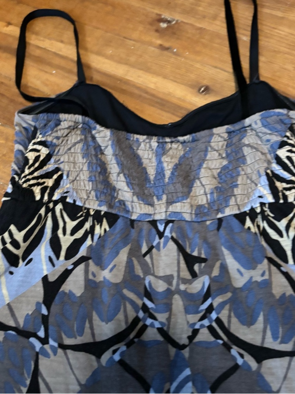 Free People Strapless Black and Blue Patterned Sundress - Picture 4 of 4